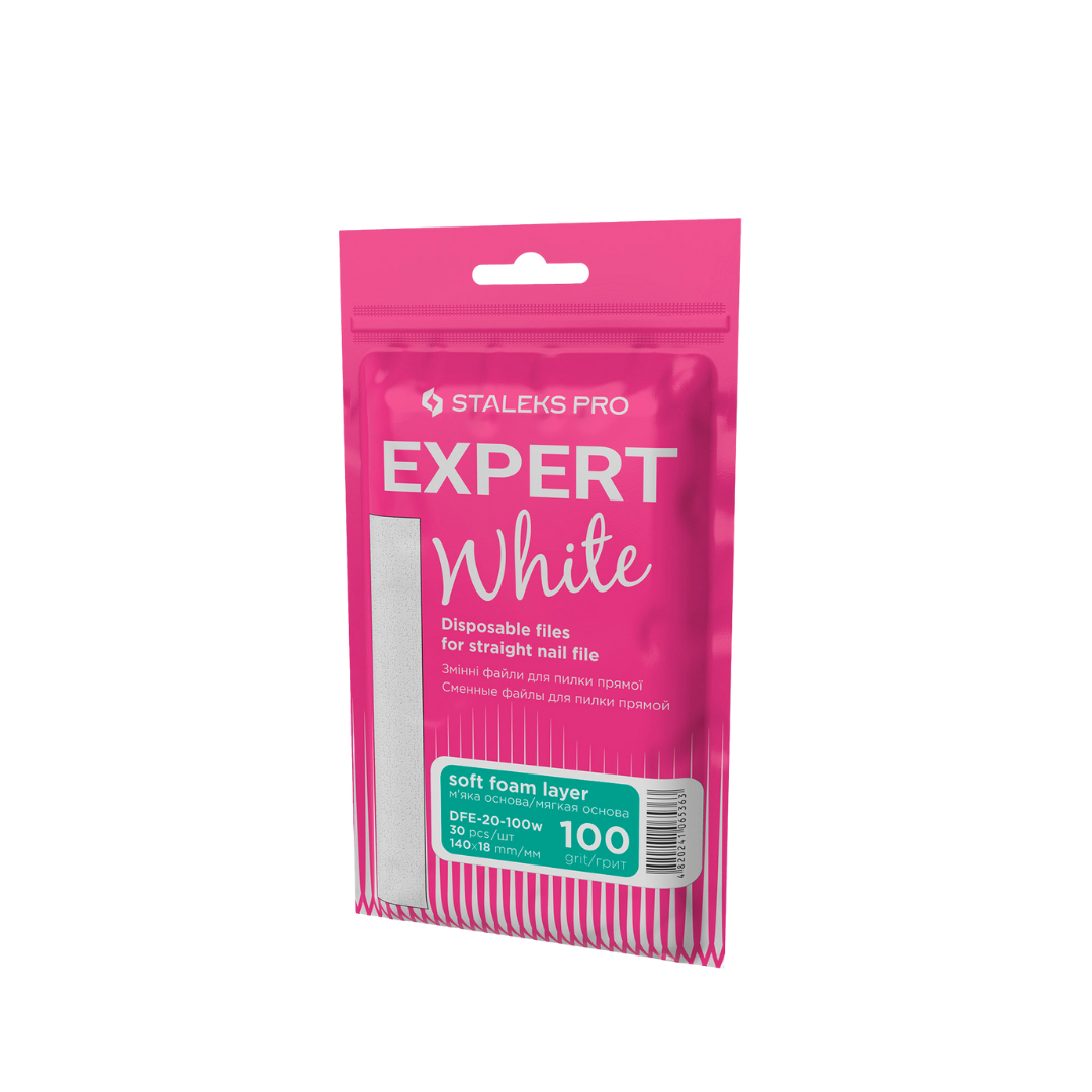 Disposable Stick-On White Files for Straight Base (30 pcs)