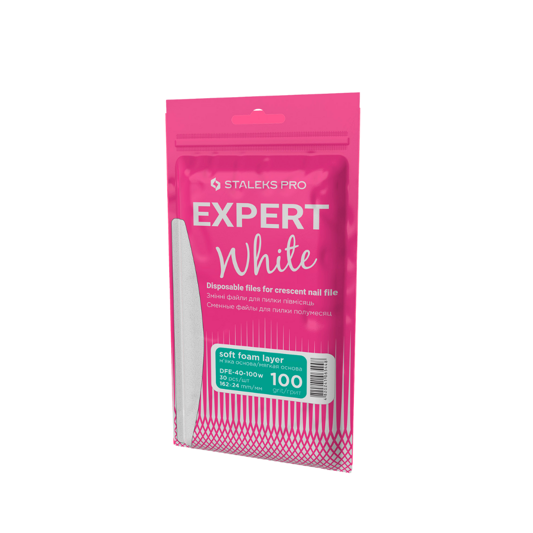 Disposable Stick-On White Files for Crescent Base (30 pcs)