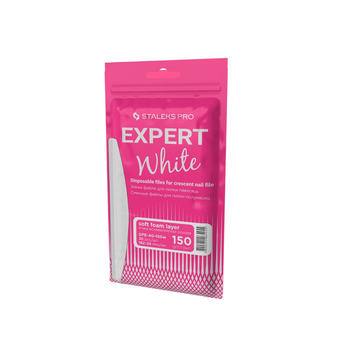 Disposable Stick-On White Files for Crescent Base (30 pcs)