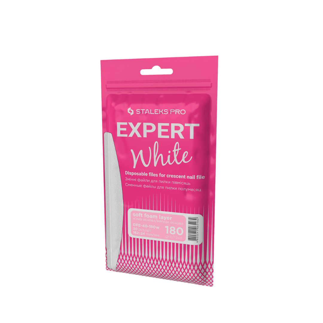 Disposable Stick-On White Files for Crescent Base (30 pcs)